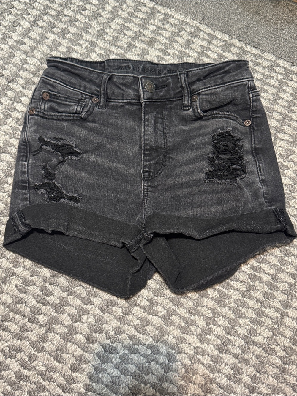 American Eagle Black Distressed Women's Denim Shorts